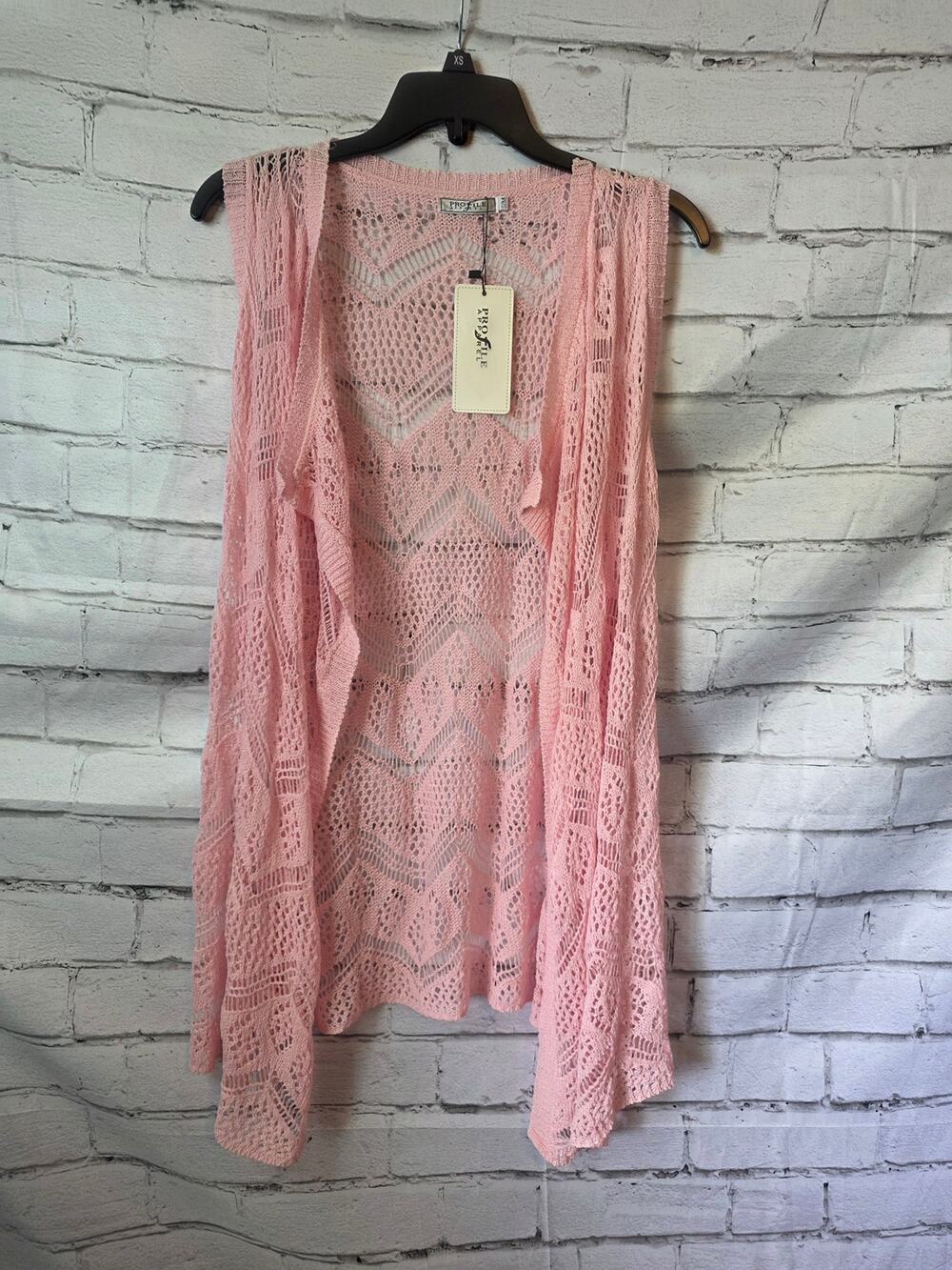 Profile Apparel Pink Crochet Vest  Size S/M